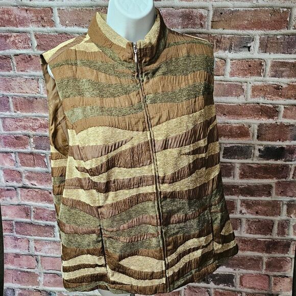 Erin London Textured Sleeveless Zip Vest – Women’s Size XL Brown Layered Look - Picture 1 of 4